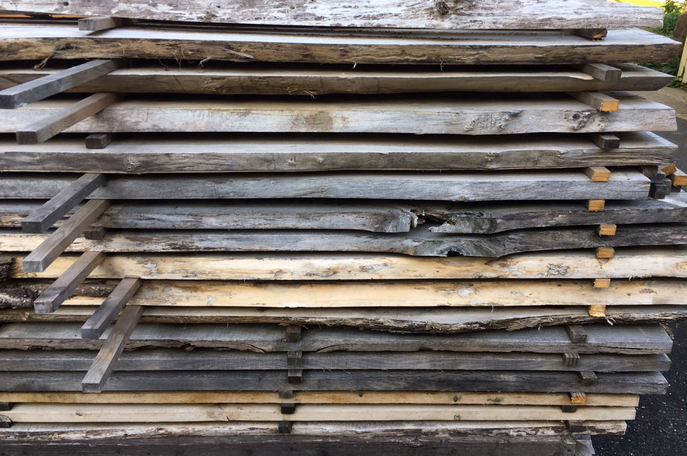 stack of rough wooden boards