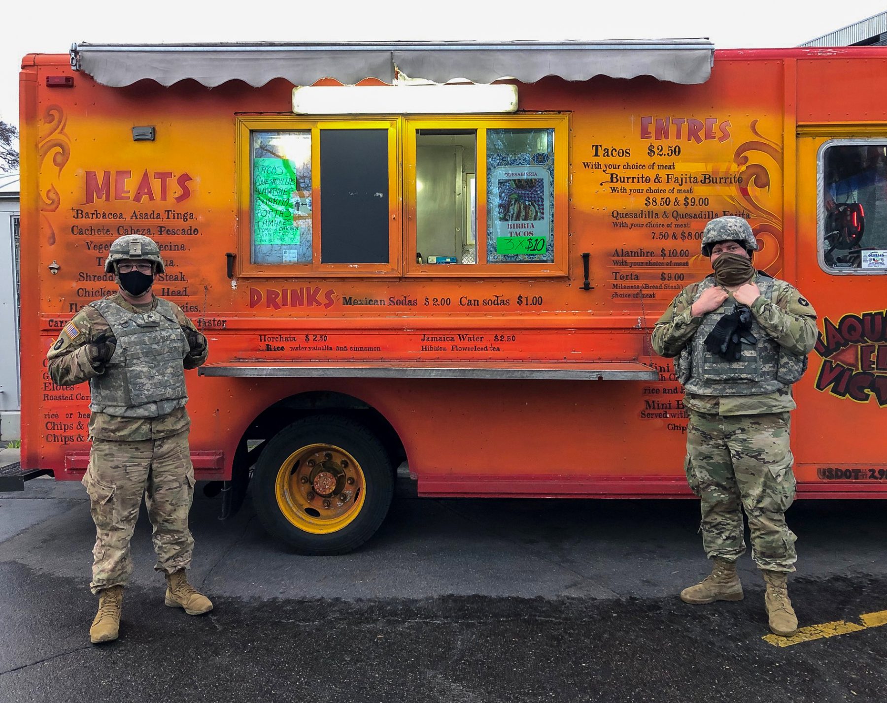 National Guard grab some tacos before their long night watch
