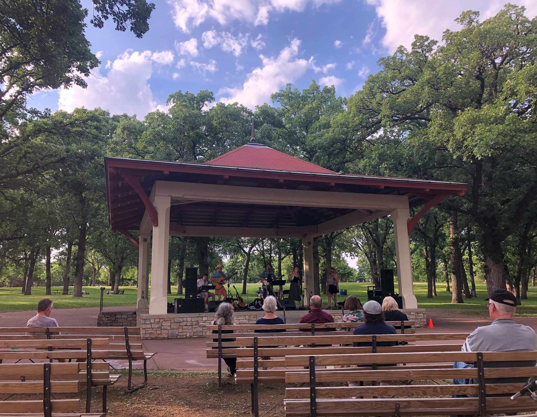The band Sonic Love Child performs at the gazebo of Minnehaha Park