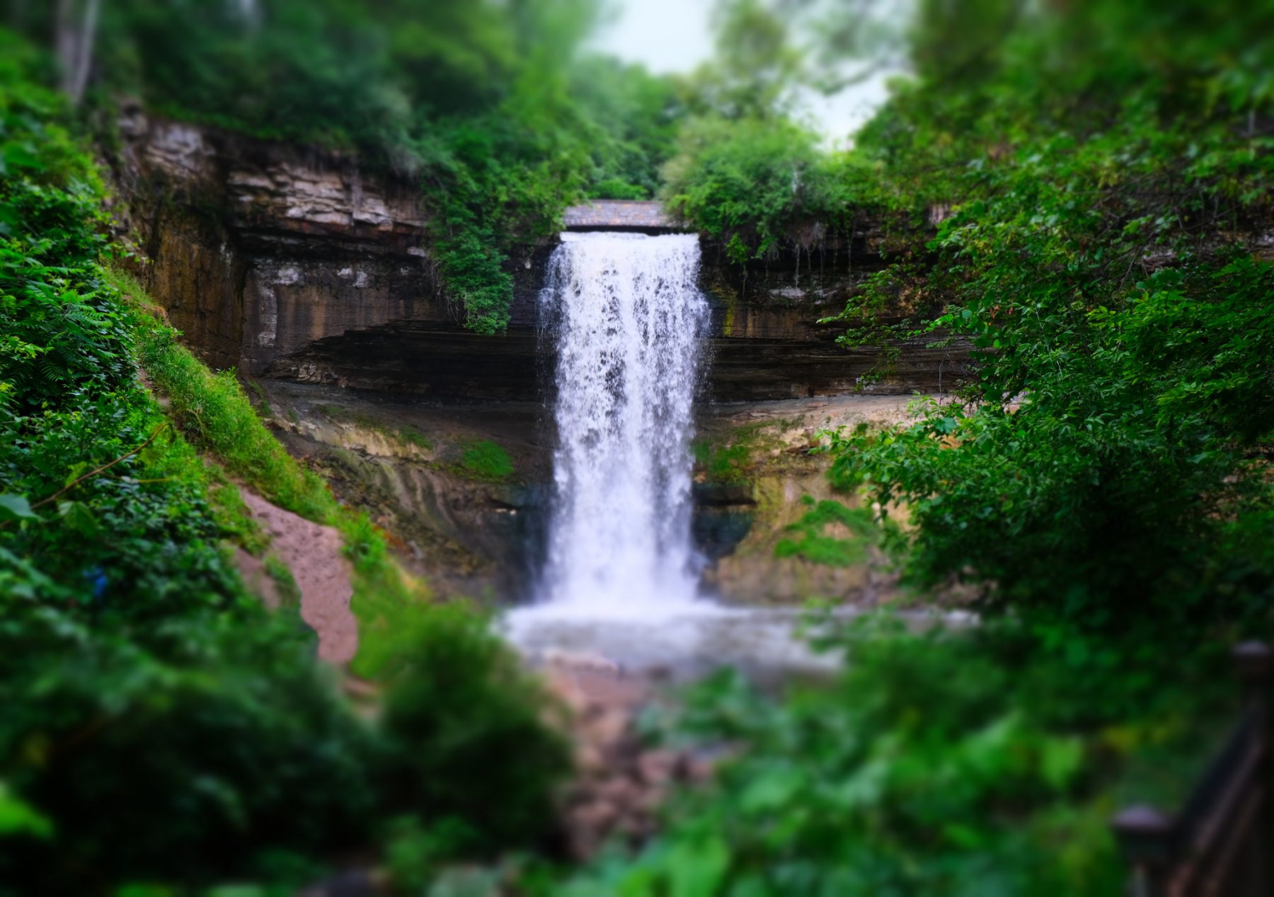The Minnehaha Falls are flowing after today's rain shower.